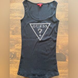 Guess black and silver rhinestone vest top